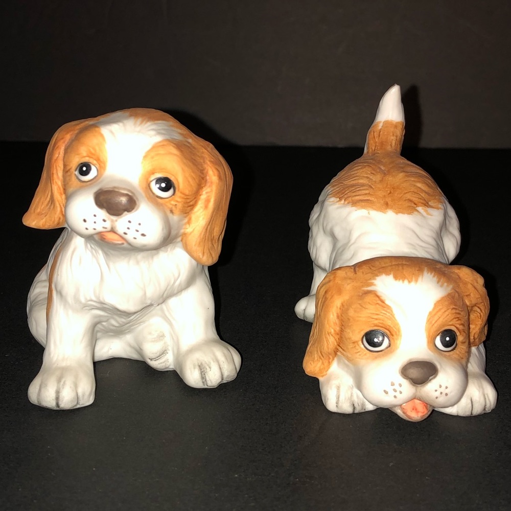 Set of 2 Vintage HOMCO Spaniel Puppy Figurines